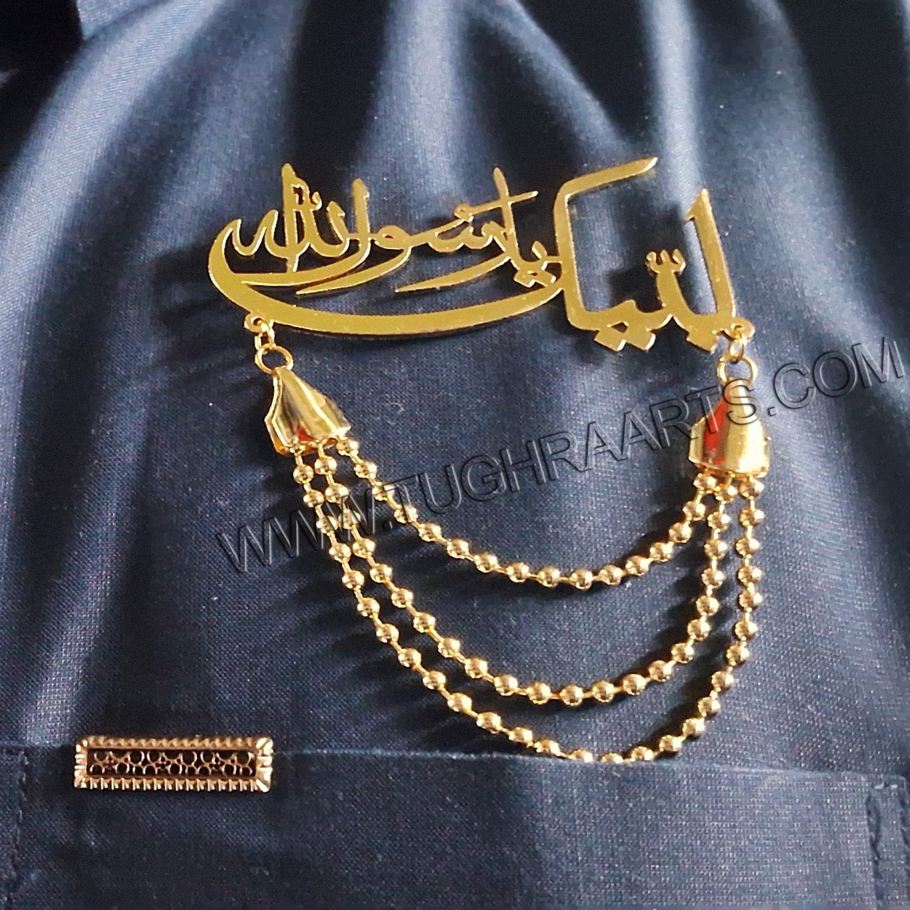 Labbaik Ya RasoolAllah Metal islamic Brooch with high power magnet