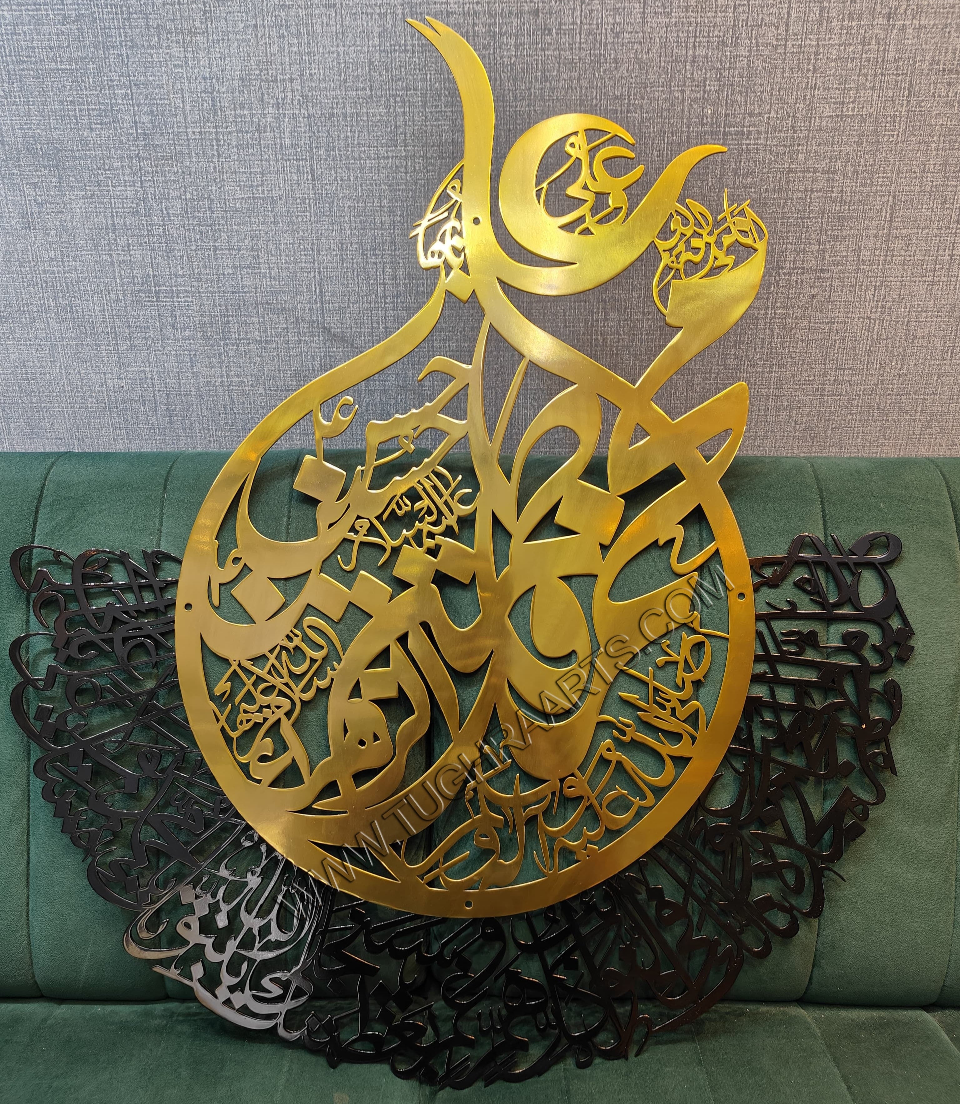 Nad E Ali with Panjatan Pak Names Calligraphy in Stainless Steel | Islamic Wall Art