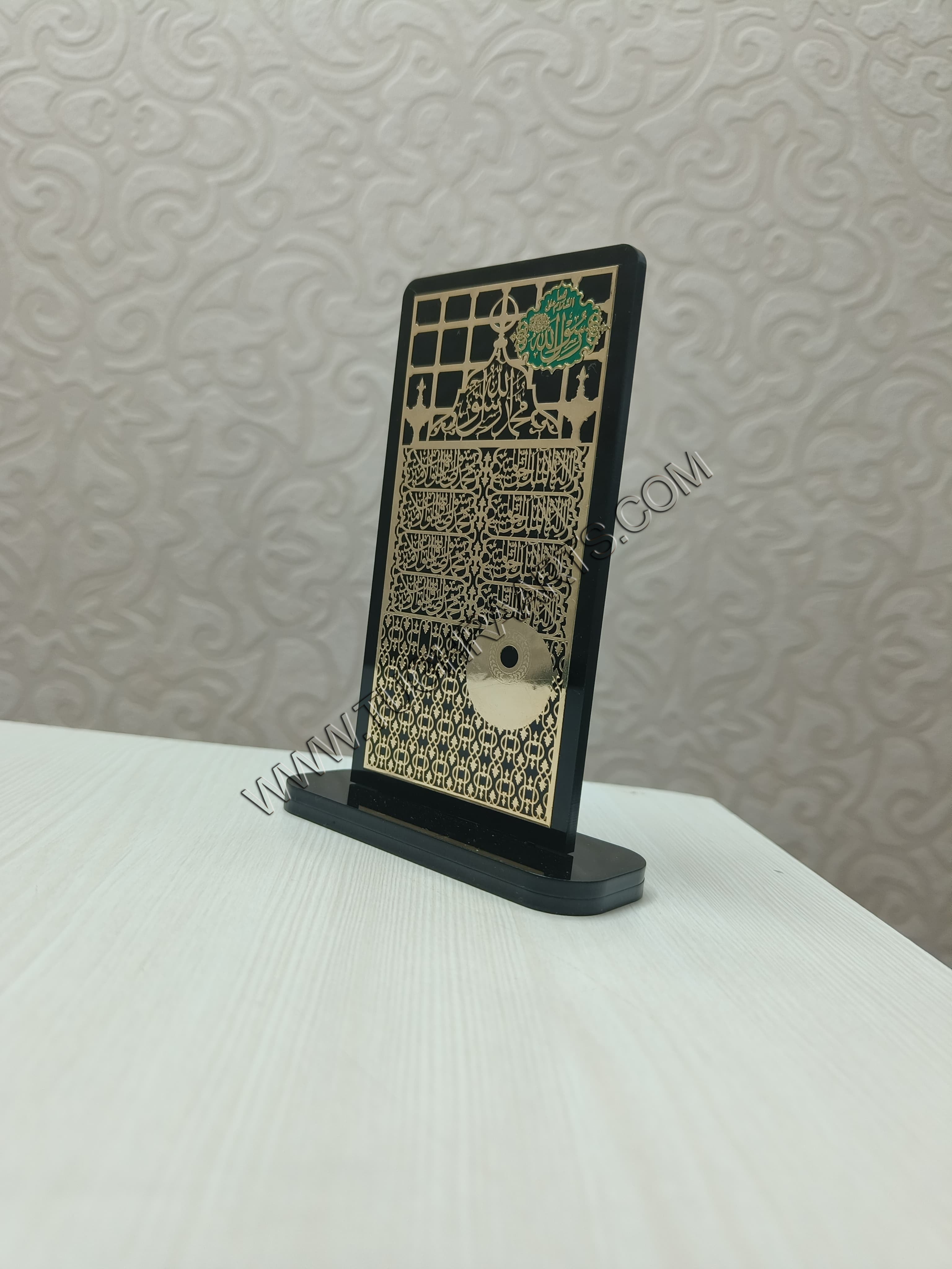 Sunehri Jali Naqsh for Table & Car Dashboard in Metal with Acrylic base | Islamic decor