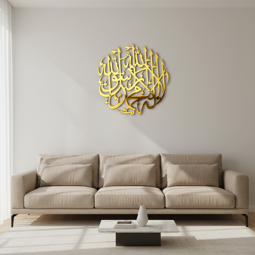 Kalma in Circle Calligraphy in Stainless Steel