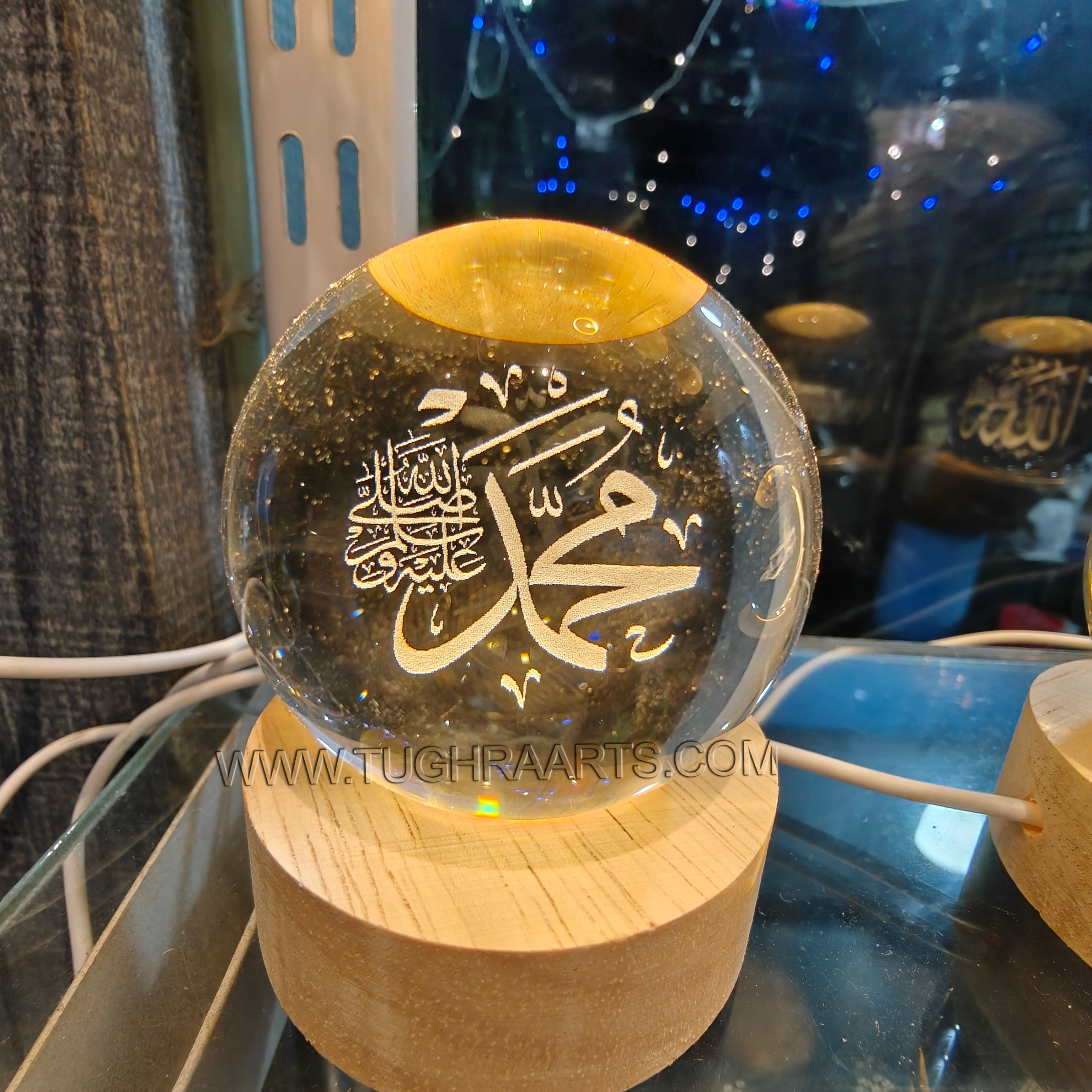Buy 2 Get 1 Free | 3D Crystal Ball Night Lamp – Names of Allah ﷻ, Muhammad ﷺ and Quran Sharif | Islamic Table Decor by Tughra Arts