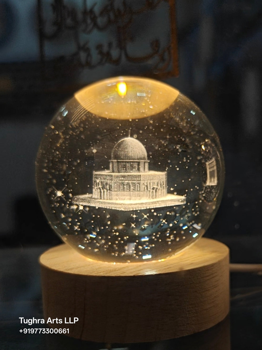 Buy 2 Get 1 Free | 3D Crystal Ball Night Lamp Set – Kaaba, Madina and Masjid E Aqsa | Islamic Gift by Tughra Arts